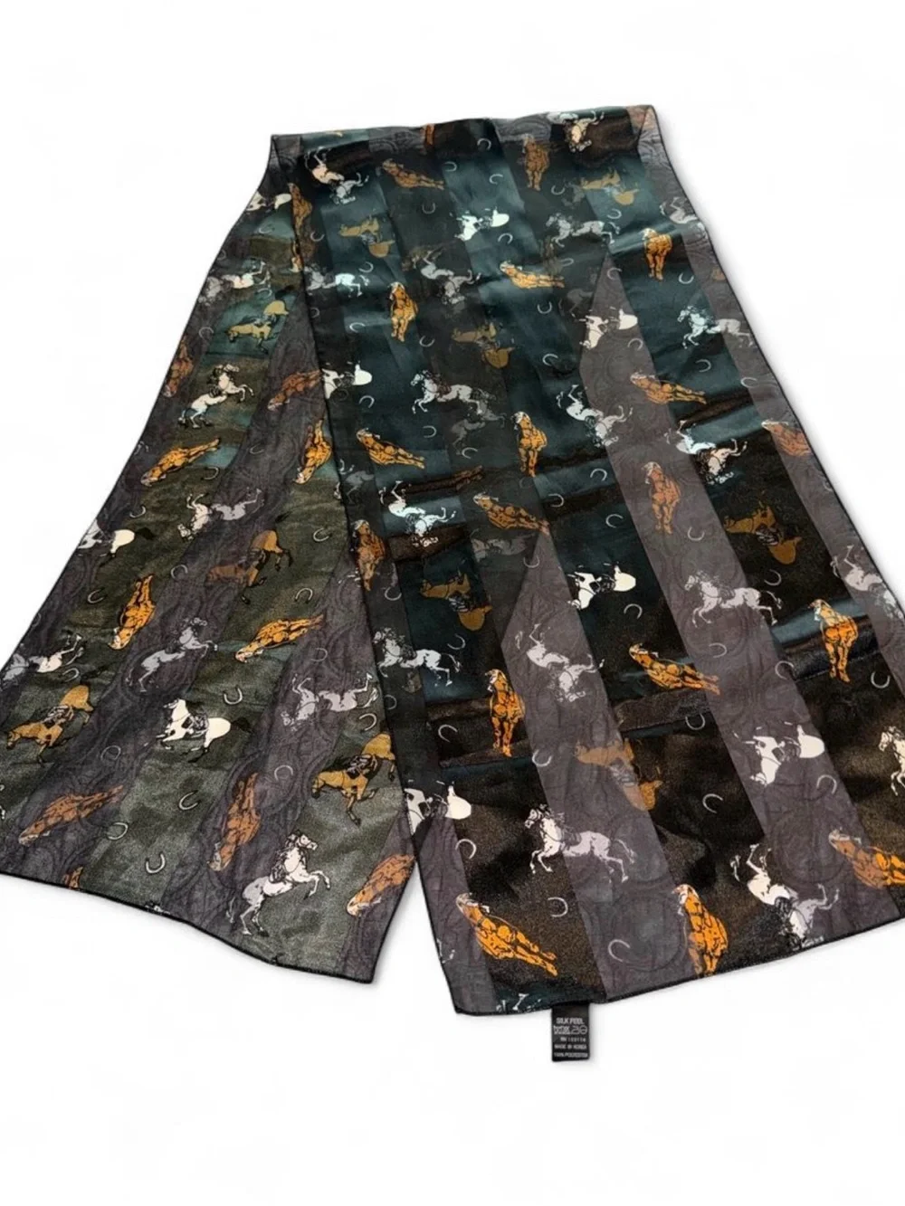 Horse Print Scarf in Black and Brown